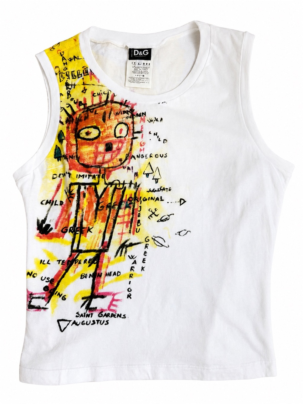 Vintage Dolce&Gabbana D&G White Graphic Art Drawing Tank Top